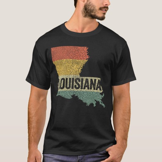 Louisiana  Retro Sunset State Map T-shirt (Voorkant)