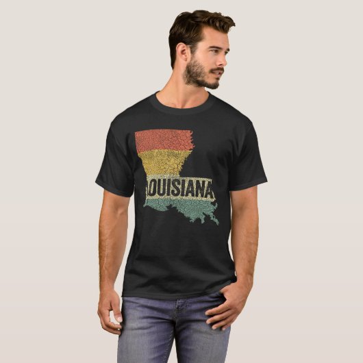Louisiana  Retro Sunset State Map T-shirt (Voorkant volledig)