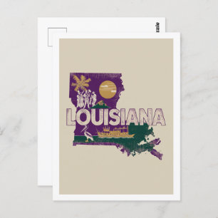 Louisiana Retro Travel Design Iconische Verenigde  Briefkaart