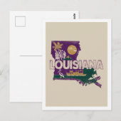 Louisiana Retro Travel Design Iconische Verenigde  Briefkaart (Voorkant / Achterkant)
