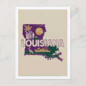 Louisiana Retro Travel Design Iconische Verenigde  Briefkaart (Voorkant)