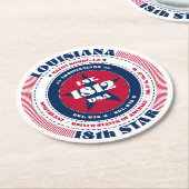 Louisiana Rood Wit Blauw Typografie Ronde Kartonnen Onderzetter (Gebogen)