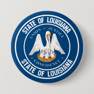 Louisiana Round Emblem Ronde Button 7,6 Cm