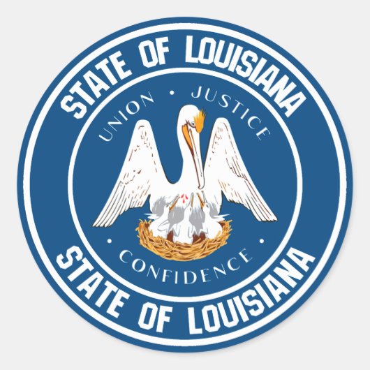 Louisiana Round Emblem Ronde Sticker (Voorkant)