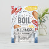 Louisiana Seafood Lobster Crab Boil Birthday Party Kaart (Staand voorkant)