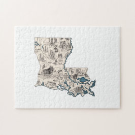 Louisiana Shaped Creole  Afbeelding Map Cajun Legpuzzel
