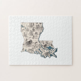 Louisiana Shaped Creole  Afbeelding Map Cajun Legpuzzel