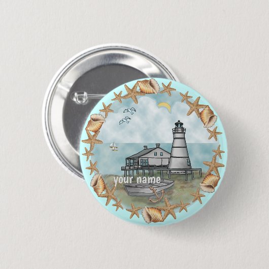 Louisiana Shells-pinknop Ronde Button 5,7 Cm (Voorkant /achterkant)