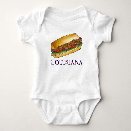 Louisiana Shrimp Po'Boy New Orleans Sandwich Food Romper (Voorkant)