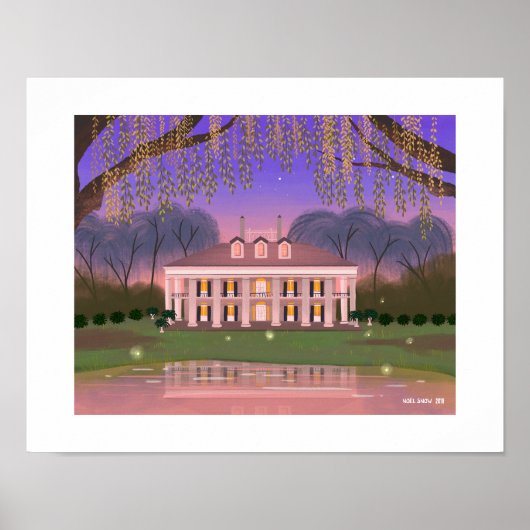 Louisiana Southern Mansion House Art Print (Voorkant)