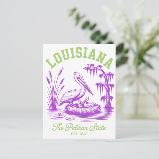 Louisiana staat in de staat Pelican. 1812 Pelikaan Briefkaart (Staand voorkant)