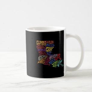 Louisiana Staatskaart T-shirt Mardi Gras Creool Ca Koffiemok