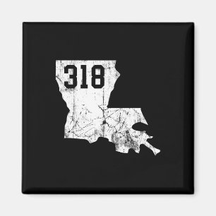 Louisiana Staatsnetnummer 318 T-shirt New Orleans Magneet