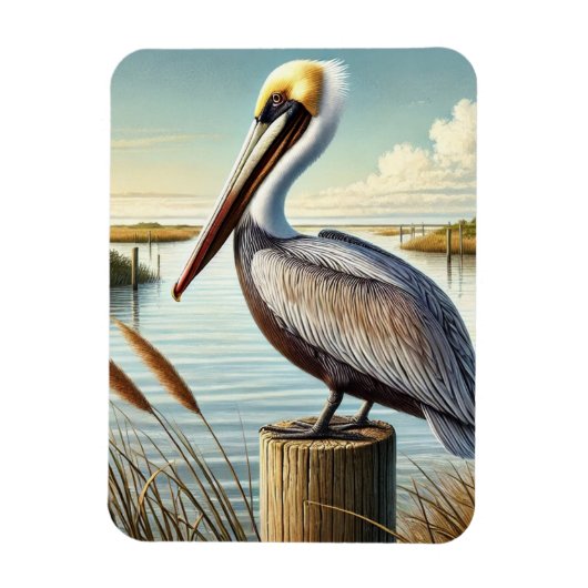 Louisiana State Bird Brown Pelican Magneet (Verticaal)