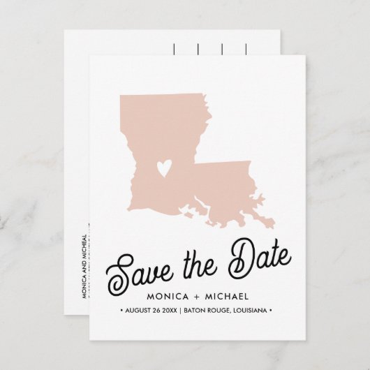 LOUISIANA State Destination Weddenschap IEDERE KLE Aankondigingskaart (Voorkant / Achterkant)
