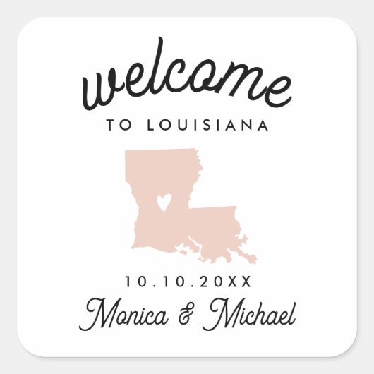 LOUISIANA State Destination Weddenschap IEDERE KLE Vierkante Sticker (Voorkant)