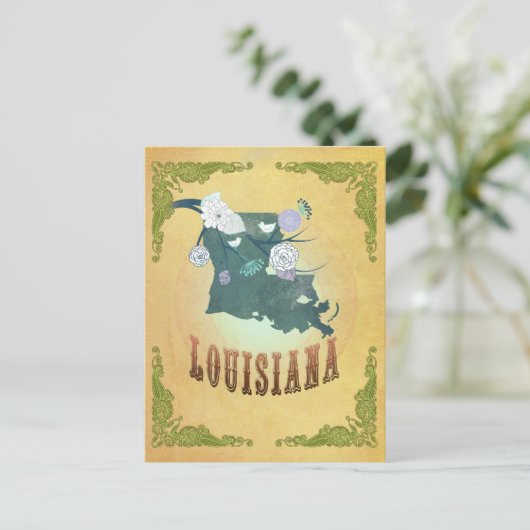  Louisiana State Kaart- Passievrucht Geel Briefkaart (Staand voorkant)