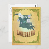  Louisiana State Kaart- Passievrucht Geel Briefkaart (Voorkant / Achterkant)