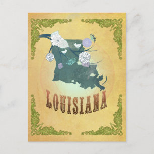  Louisiana State Kaart- Passievrucht Geel Briefkaart