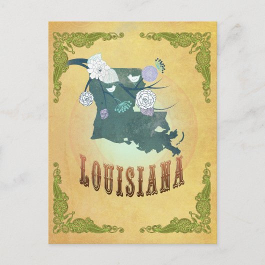  Louisiana State Kaart- Passievrucht Geel Briefkaart (Voorkant)