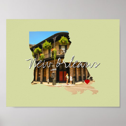 Louisiana State Photo insert and town name Poster (Voorkant)