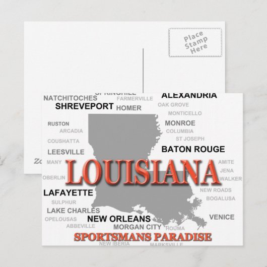 Louisiana State Pride Map Silhouette Briefkaart (Voorkant / Achterkant)