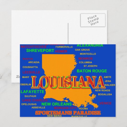 Louisiana State Pride Map Silhouette Briefkaart (Voorkant / Achterkant)