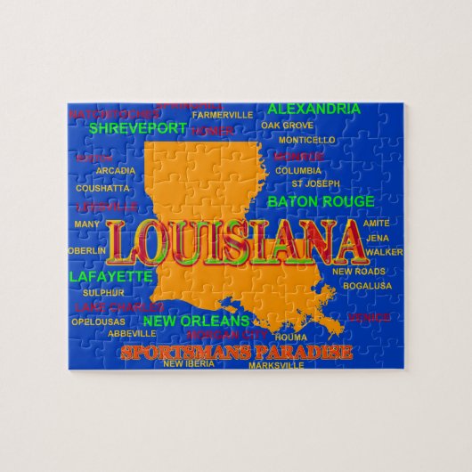 Louisiana State Pride Map Silhouette Legpuzzel (Horizontaal)