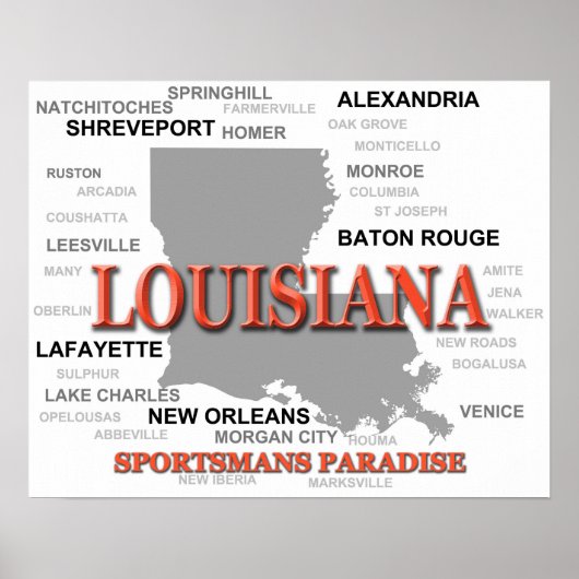 Louisiana State Pride Map Silhouette Poster (Voorkant)