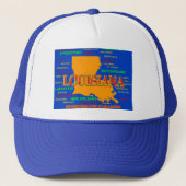 Louisiana State Pride Map Silhouette Trucker Pet (Voorkant)