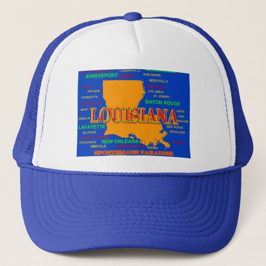Louisiana State Pride Map Silhouette Trucker Pet (Voorkant)