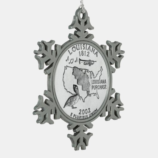 Louisiana State Quarter Tin Sneeuwvlok Ornament (Links)