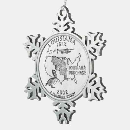 Louisiana State Quarter Tin Sneeuwvlok Ornament (Rechts)