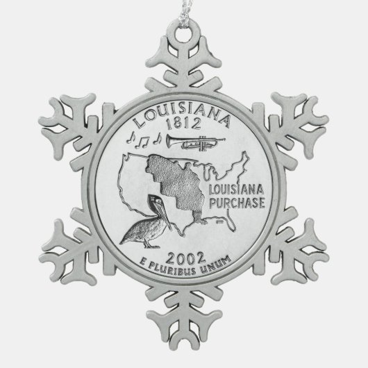 Louisiana State Quarter Tin Sneeuwvlok Ornament (Voorkant)