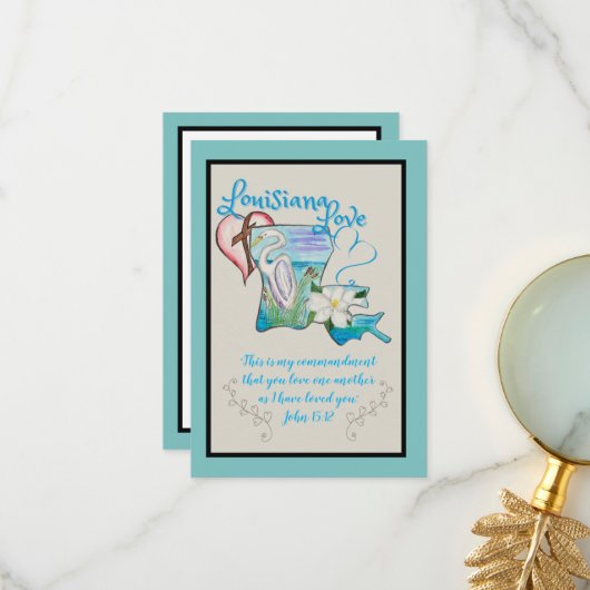 Louisiana State Waterverf Kaarten (Voorkant / Achterkant in situ)