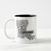 Louisiana State Word Cloud Tweekleurige Koffiemok (Links)