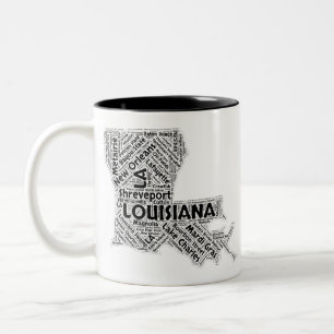 Louisiana State Word Cloud Tweekleurige Koffiemok