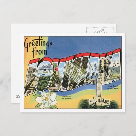 Louisiana States USA Briefkaart (Voorkant / Achterkant)