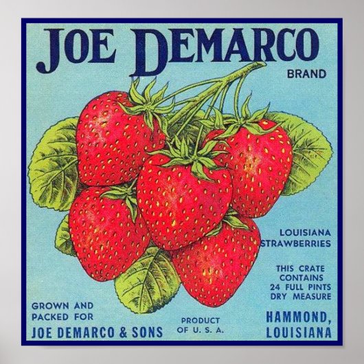 Louisiana Stawberry Crate Label - Poster (Voorkant)