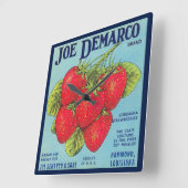 Louisiana Stawberry Crate Label Vierkante Klok (Hoek)