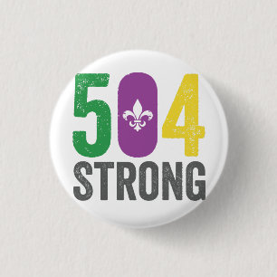 Louisiana Sterk 504 NOLA Sterk Mardi Gras  Ronde Button 3,2 Cm