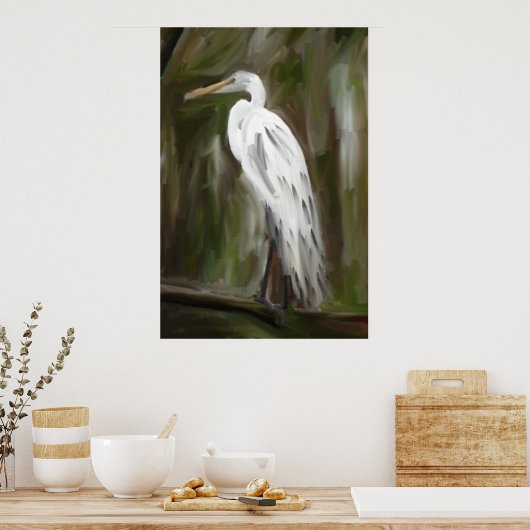 Louisiana Swamp Crane Poster (Keuken)