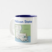 Louisiana Symbols & Map Tweekleurige Koffiemok (Voorkant links)
