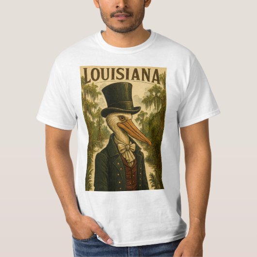 Louisiana Themd Pelican Man T-shirt (Voorkant)