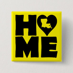 Louisiana Thuis Hart Staat Knop Badge Speld Vierkante Button 5,1 Cm