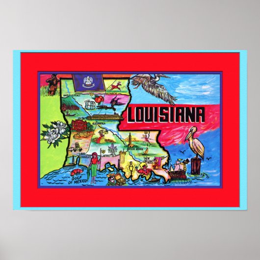 Louisiana Tourist Map Poster (Voorkant)