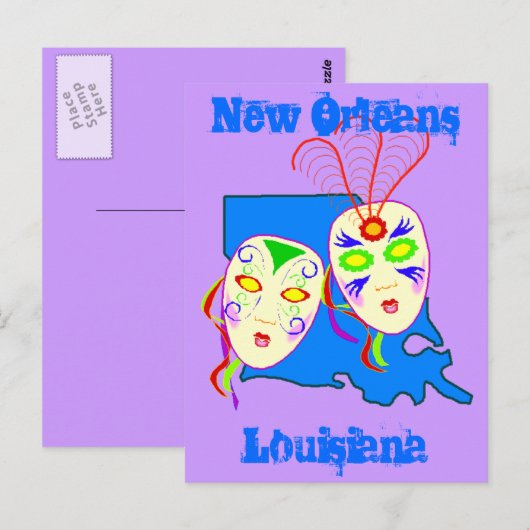 Louisiana Travel Promote Briefkaart Mardi Gras (Voorkant / Achterkant)