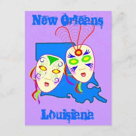 Louisiana Travel Promote Briefkaart Mardi Gras (Voorkant)