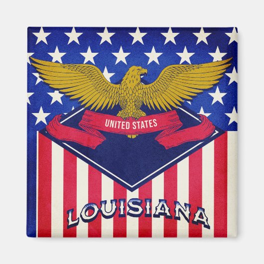 Louisiana USA Flag Magneet (Voorkant)
