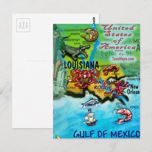 Louisiana USA Kaart (Voorkant / Achterkant)